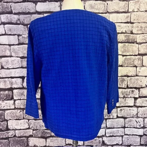 Chico's Blue No Close 3/4 Sleeve Fully Lined Jacket Size M - Picture 6 of 9